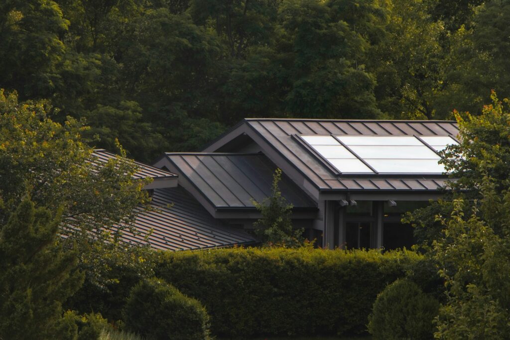 A house with a solar panel on the roof